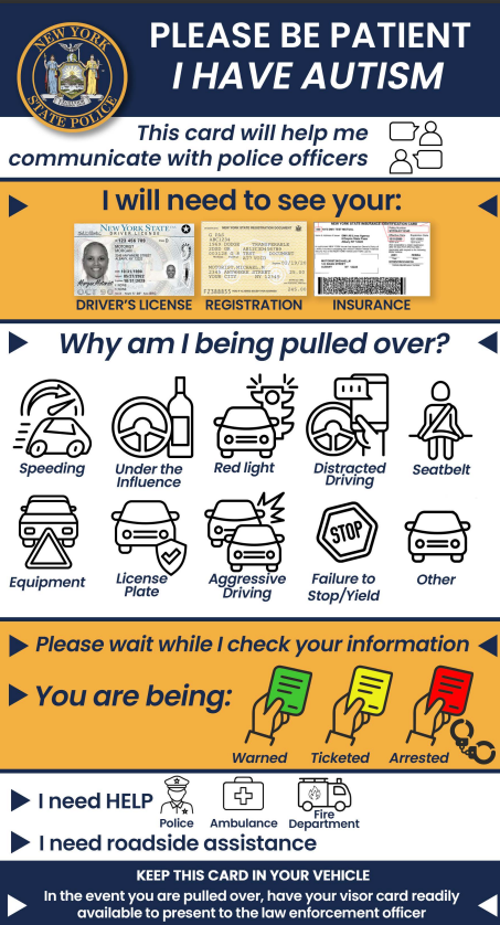 Autism Awareness NYSP Visor Card